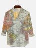 Mens Map Long Sleeve Shirts Casual Button Down Tops