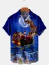 Mens Christmas Printed Casual Breathable Short Sleeve Shirts