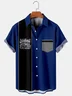 Mens Vintage Car Print Casual Chest Pocket Short Sleeve Hawaiian Shirts