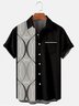 Black Basic Series Cotton-Blend Geometric Shirts & Tops