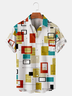 Casual Style Art Series Geometric Color Block Element Lapel Short-Sleeved Printed Shirt Top