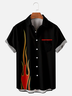 Men's Vintage Flame Bowling Button Casual Short Sleeve Shirt