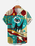 Men's Mid-Century Modern Atomic Cat In Space Print Shirt