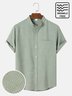 Men's Seersucker Wrinkle Free Casual Striped Stand Collar Shirts Plus Size Tops