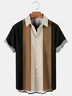 Royaura®  Mens Color-block Striped Casual Breathable Short Sleeve Bowling Shirts