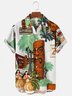 Men's 50's Vintage Casual Hawaiian brown Shirts TIKI bar Wrinkle Free Plus Size Tops