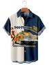 Men's Vintage Casual Shirts Wrinkle Free Classic Cars Plus Size Tops