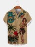 Men's Vintage Casual Hawaiian Shirt Tropical Hula Beach Palms Anti-Wrinkle Plus Size Top
