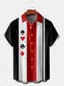 Men's Custom Bowling League Shirts Geometric Poker Print Casual Short Sleeve Hawaiian Shirt