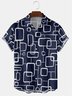 Men's Creative Geometric Lapel Print Short Sleeve Shirt