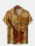 Men's Music Guitar Print Casual Fabric Fashion Lapel Short Sleeve Shirt