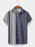 Men's Striped Basic Series Color-Block Cotton-Blend Hawaii Wrinkle Free Shirts Tops
