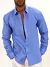Blue Basic Series Cotton-Blend Shirts & Tops