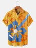 Men's Hawaiian Hibiscus Guitar Print Short Sleeve Hawaiian Shirt