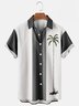 Men's 1950s Vintage Bowling Shirts Palm Tree Khaki Wrinkle Free Seersucker Tops