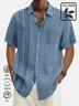 Men's Casual Basic Striped Print Short Sleeve Cotton Linen Shirt