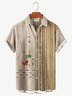 Royaura Men's Vintage Geometric Stripe Patchwork Bowling Shirts Tuckless Botton Up Shirts
