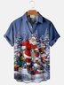 Royaura Men's Vintage Christmas Santa Claus Print Hawaiian Shirts Tuckless Botton Up Shirts