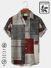 Royaura Cotton Linen Men's Holiday Geometric Texture Hawaiian Button Short Sleeve Shirt