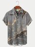 Royaura Men's Vintage Banded Marble Stone Print Hawaiian Shirt Breathable Plus Size Shirts