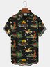 Royaura Men's Holiday Dinosaur Beach Hawaiian Button Short Sleeve Shirt