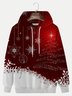 Royaura Men's Red Christmas Hoodie Snowflake Art Comfortable Blend Plus Size Sweatshirt
