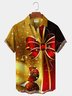 Royaura Men's Gold Christmas Hawaiian Short Sleeve Button Up Shirt