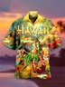 Royaura Men's Holiday Tiki Hawaii Short Sleeve Button Up Shirt