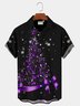 Royaura Men's Casual Shirt Purple Christmas Tree Hawaiian Short Sleeve Shirt