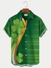 Royaura Men's St. Patrick's Day Shamrock Print Hawaiian Shirt Breathable Plus Size Shirts