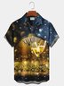Royaura Men's Holiday Happy New Year Wine Glass Hawaiian Short Sleeve Button Up Shirt
