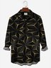 Royaura 3D Geometric Long Sleeve Shirts Art Black Gold Color Fashion Button Up Trend Shirts