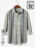 Retro Stripe Texture Printing Men's Long Sleeve Shirt Cotton Linen Plus Size Shirt