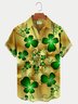 Royaura Men's St. Patrick's Day Gold Print Hawaiian Short Sleeve Shirt Plus Size Shirt