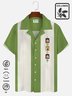 Royaura 50s Retro Men's Bowling Shirts Geometric Art Cotton Linen Blend Oversized Hawaiian Shirts