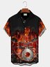 Royaura Rock & Roll Graphic Men's Flame Jazz Hawaiian Short Sleeve Shirt