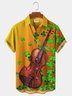 Royaura St. Patrick's Day Clover Guitar Music Gradient Hawaiian Men's Short Sleeve Shirt