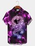 Royal Holiday Cotton Blended Purple Oriental Element Chinese Dragon Lightning Men's Super Large Short Sleeve Shirt