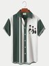 Royaura Vintage Bowling Geometric Print Men's Hawaiian Shirt Breathable Plus Size Shirt