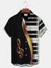 Royaura Piano Graphic Men's Music Panel Hawaiian Short Sleeve Shirt