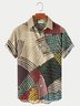 Royaura Vintage Mid-Century Geometric Print Men's Fashion Hawaiian Shirts Breathable Plus Size Shirts
