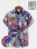 Royaura Holiday Beach Men's Hawaiian Shirts Fun Palm Tree Art Wrinkle Free Seersucker Plus Size Camp Shirts