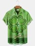 Royaura Holiday St. Patrick's Day Men's Hawaiian Shirts Clover Art Stretch Plus Size Aloha Shirts