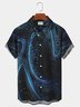 Royaura Ombre Aurora Starry Beach Print Breast Pocket Hawaiian Shirt Plus Size Resort Shirt