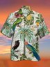 Royaura Hawaiian Holiday Collar Parakeet Coconut Tree Vintage Print Chest Bag Shirt Plus Size Holiday Shirt