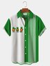 Royaura St. Patrick's Day Clover Dwarf Print Chest Bag Shirt Plus Size Holiday Shirt