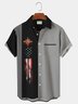 Royaura Vintage Bowling Easter Jesus Cross Flag Chest Pocket Hawaiian Shirt Plus Size Vacation Shirt