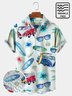 Royaura Beach Surf Sightseeing Bus Breast Pocket Hawaiian Shirt Plus Size Vacation Wrinkle Free Shirt