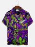 Royaura Holiday Mardi Gras Men's Hawaiian Shirt Dinosaur Cartoon Stretch Oversized Button Shirts