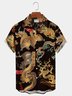 Royaura Black Retro Oriental Dragon Print Shirt Plus Size Shirt